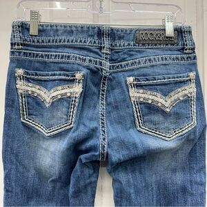 Rock & Roll Cowgirl western wear mid rise boot cut denim jeans women's 29 x 32
